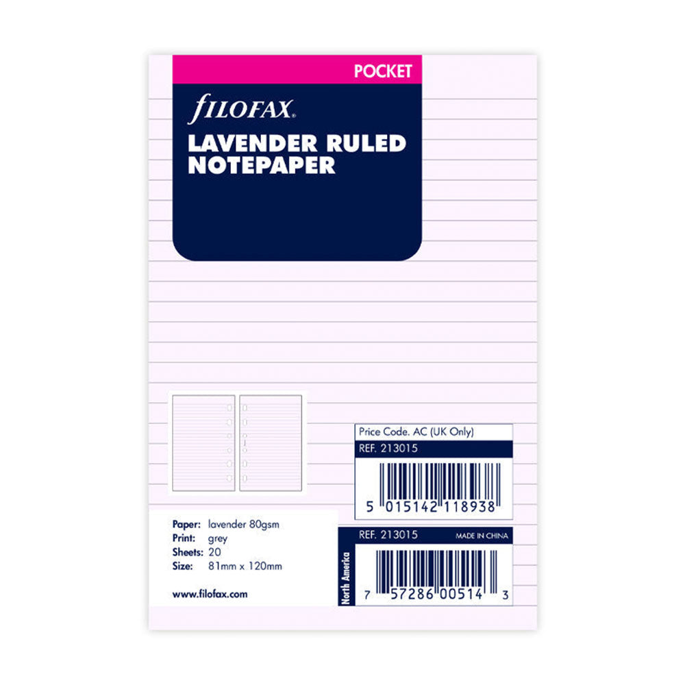 Filofax styrede notepaper genopfyldning 20pk