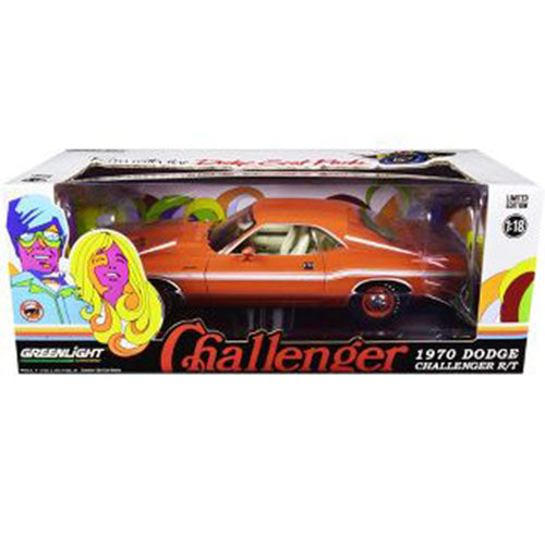 1970 Dodge Challenger with Stripes 1:18 Model Car (Orange)