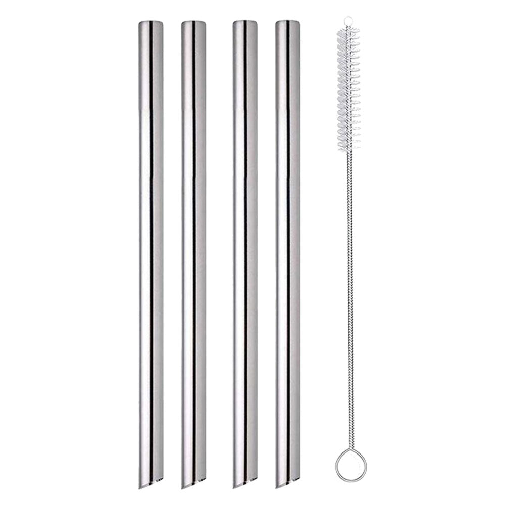 Appetito Stainless Steel Bubble Tea Straws with Brush 4pcs