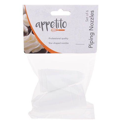 Appetito Star Plastic Piping Nozzles 6pcs (White)