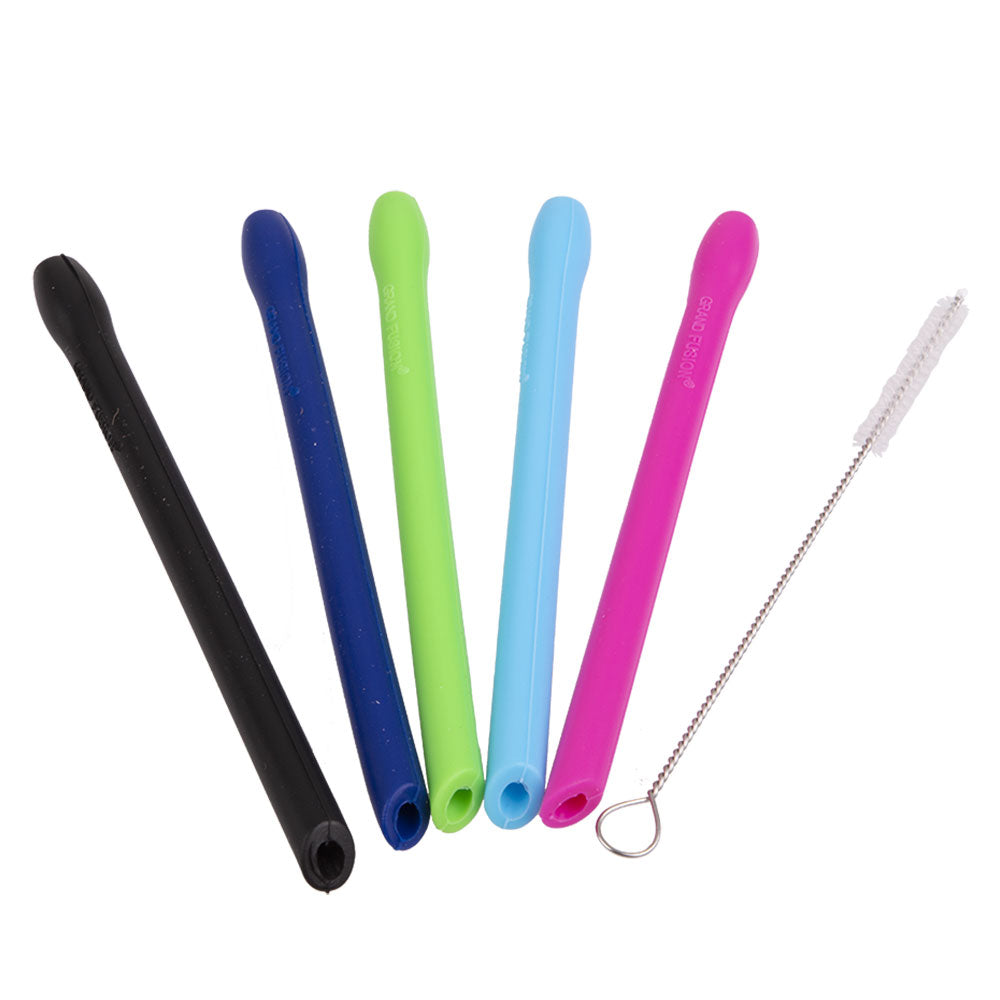 Appetito Silicone Cocktail Straws with Brush 5pcs