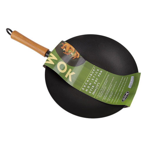 D.Line Non-Stick Excalibur Stir Fry Pan w/ Wood Handle 30cm