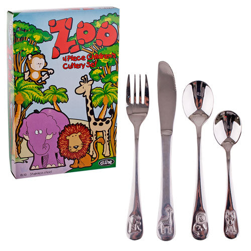 D.Line 4-Piece Kids Zoo Cutlery Set