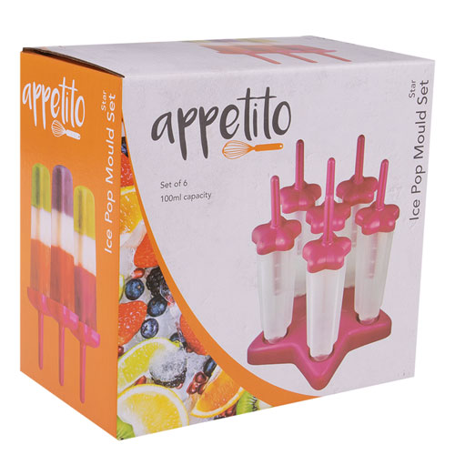 Appetito Star Ice Pop Mould (Set of 6)