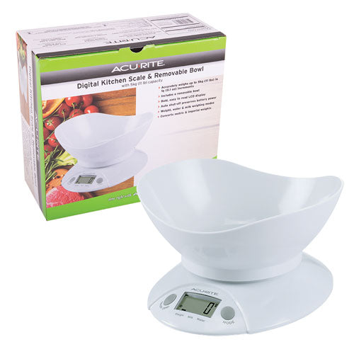 Acurite Digital Kitchen Scale with Bowl 1g/5kg (White)