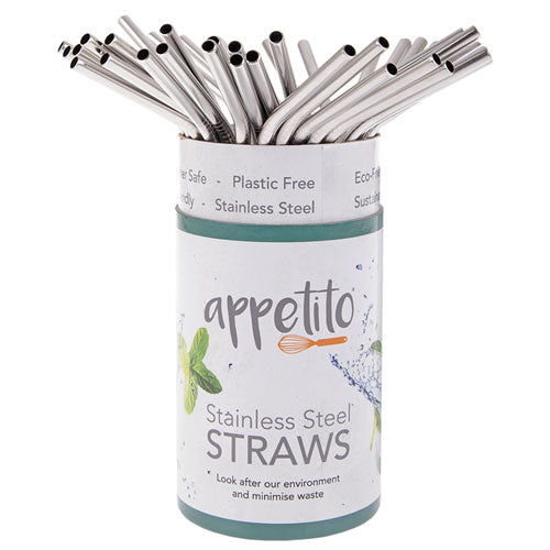 Appetito Stainless Steel Bent Drinking Straws (Tub of 36)