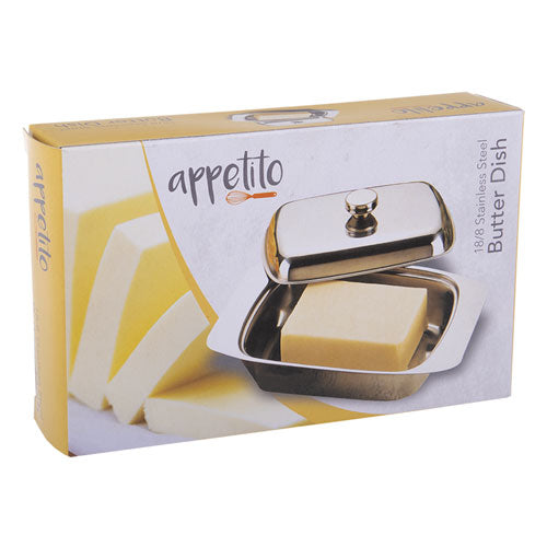 Appetito Stainless Steel Butter Dish with Cover