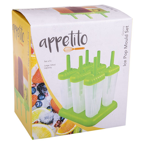 Appetito Groovy Ice Pop Mould 6pcs (Green)