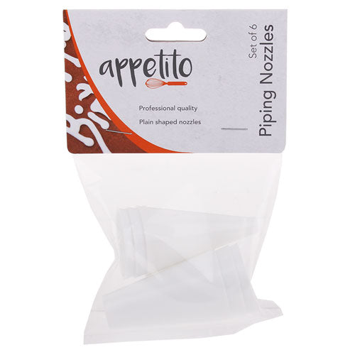 Appetito Plain Plastic Piping Nozzles 6pcs (White)
