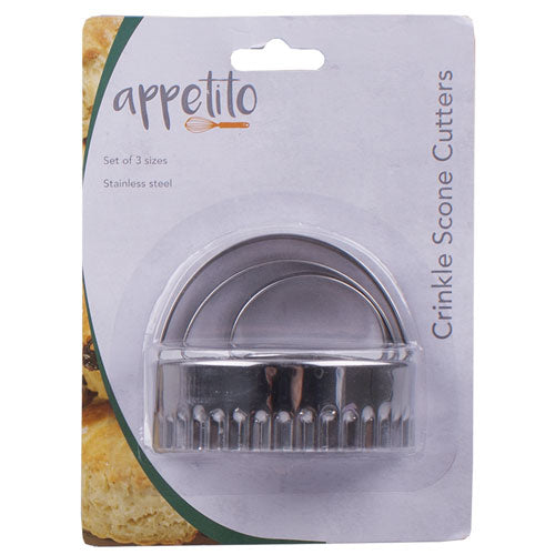 Appetito Stainless Crinkle Scone Cutters with Handle 3pcs