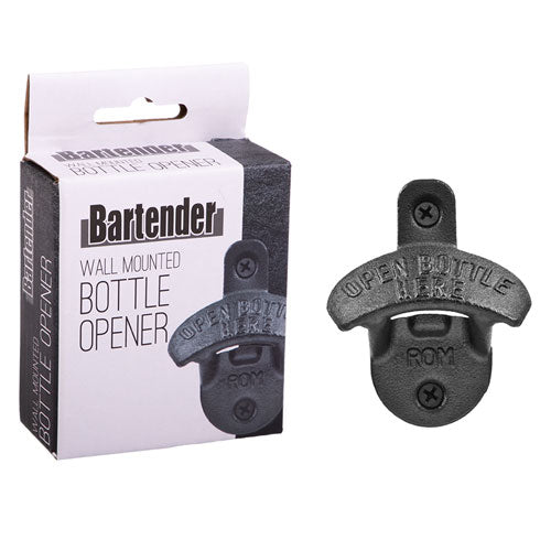 Bartender Wall Mounted Bottle Opener (Black)