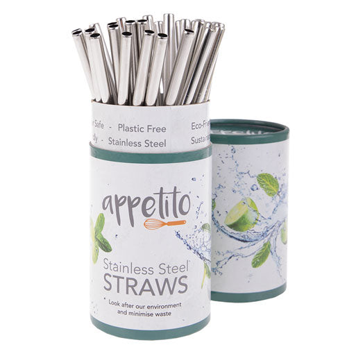 Appetito Stainless Steel Straight Smoothie Straws 36pcs