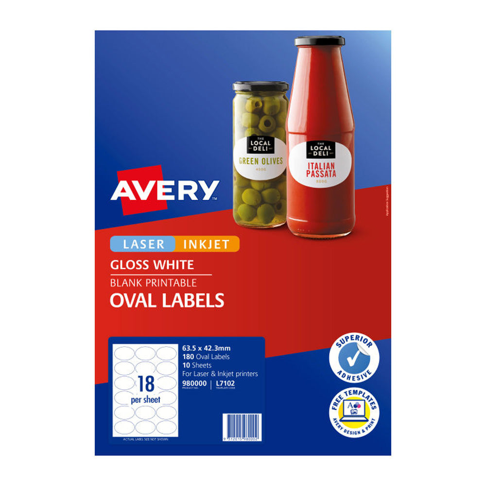 Avery Oval Labls 18Up 10pk