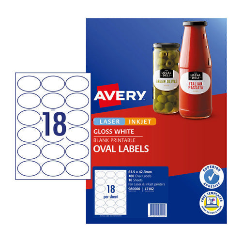 Avery Oval Labls 18Up 10pk