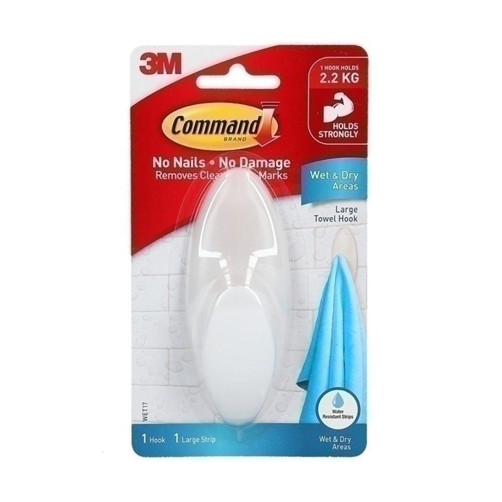 Command Large Wet Area Towel Hook (Box of 4)