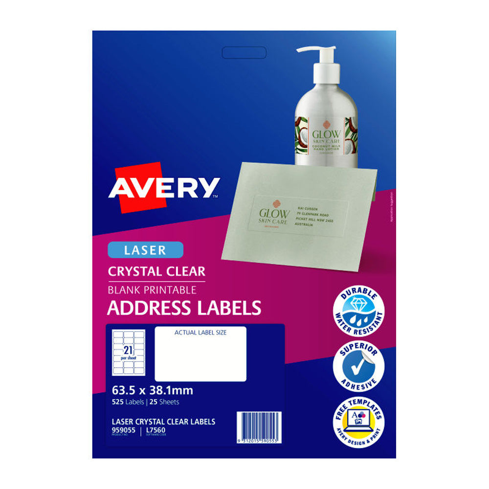 Avery Clear Address Label 21Up 25pk
