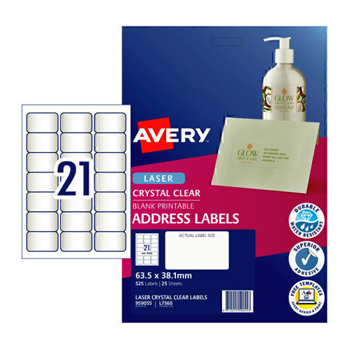 Avery Clear Address Label 21Up 25pk