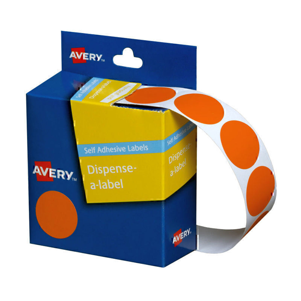 Avery Dot Sticker Dispenser 24mm 500pk (Orange)