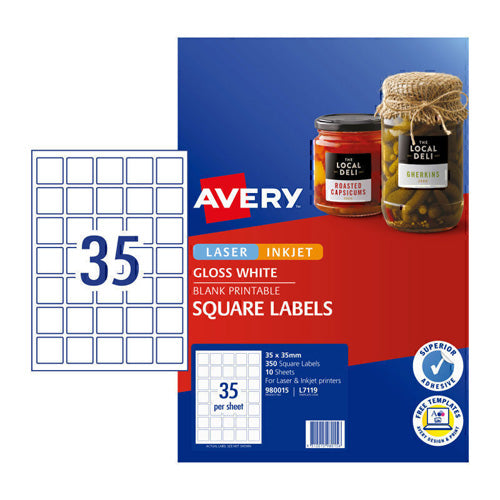 Avery Glossy Square Labels 350pk (White)