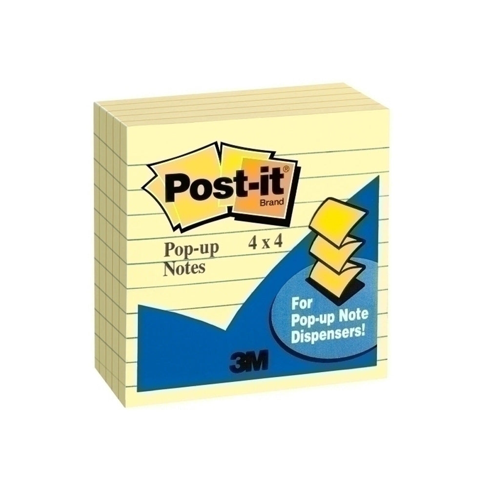 Post-It Canary Yellow Lined Pop-up Notes 3pk (101x101mm)