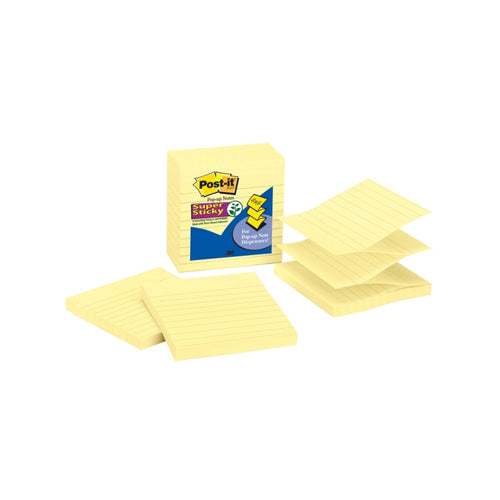 Post-It Canary Yellow Lined Pop-up Notes 3pk (101x101mm)