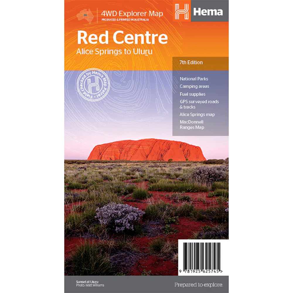 Hema Red Centre Alice Springs to Ulluru Map