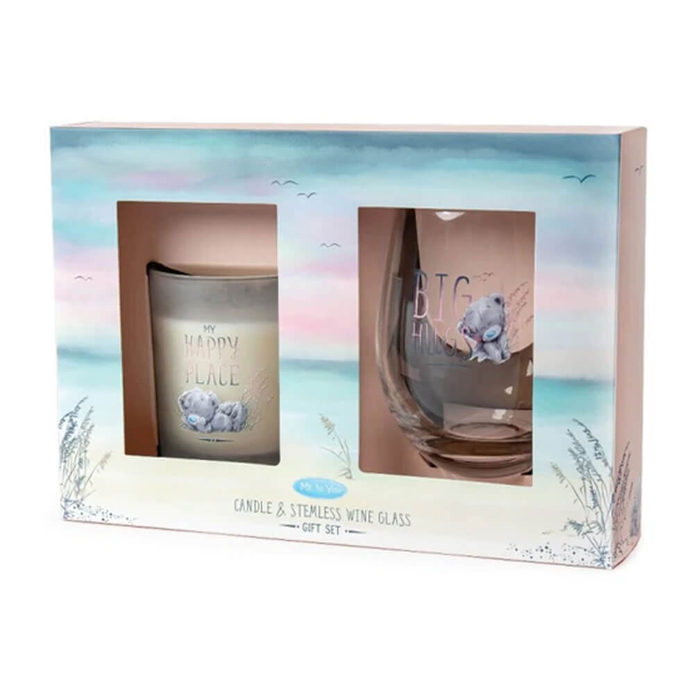 Life's a Beach Candle & Stemless Wine Glass Gift Set