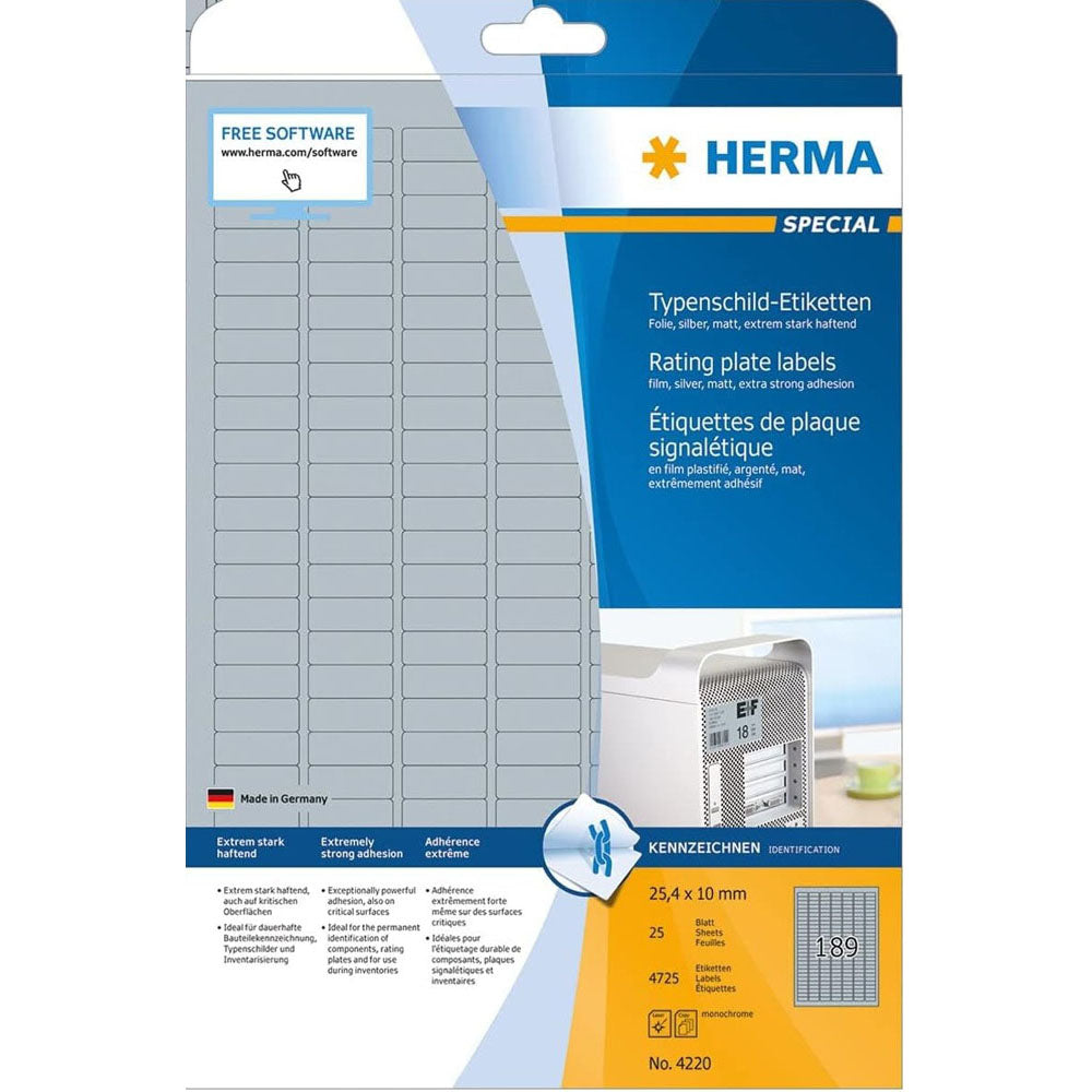 Herma Rating Plate Labels A4 25pc(銀)