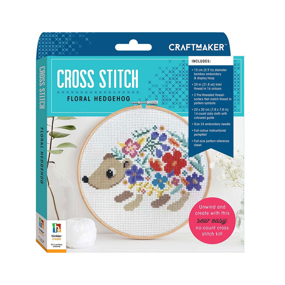 Craftmaker Floral Hedgehog DIY Cross Stitch