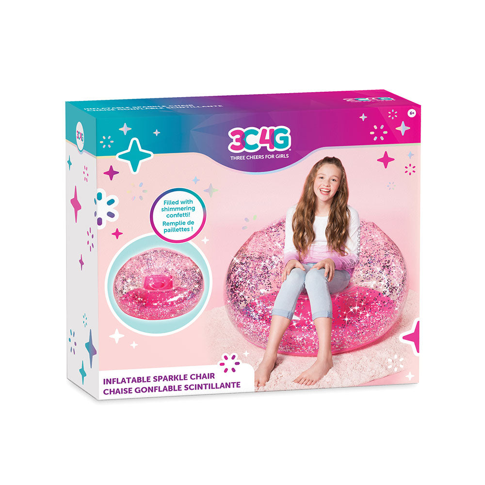 3C4G Pink Glitter Confetti Inflatable Chair