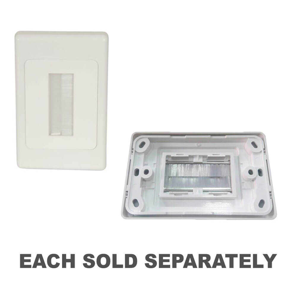 Brush Cable Entry Wall Plate (White)