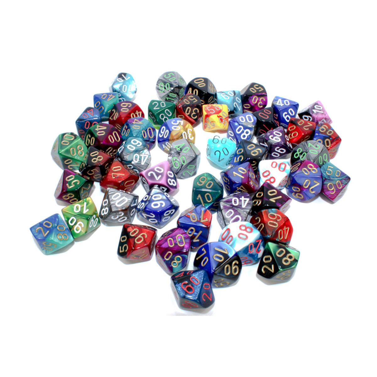D10 Tens Dice Gemini Polyhedral 50-Die Set