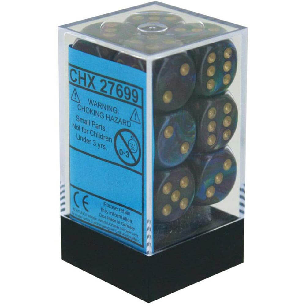 D6 terninger glansert 16mm (12 terninger)