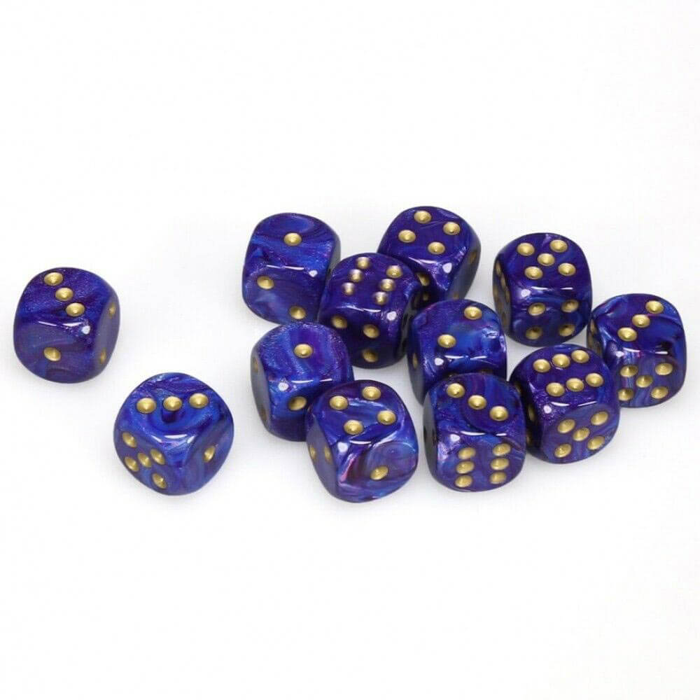 D6 terninger glansert 16mm (12 terninger)