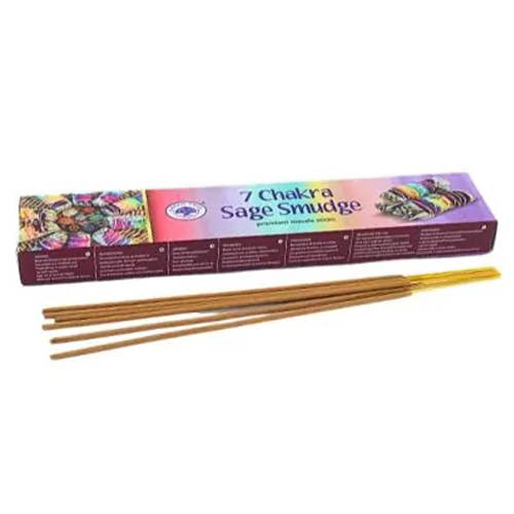 7 Chakra Sage Smudge Incense 15g Sticks Green Tree