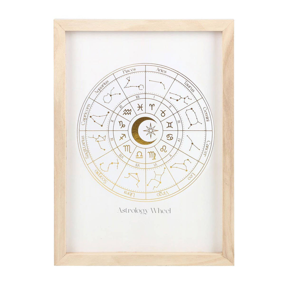 Astrology Wheel Off White Wooden Framed Wall Print