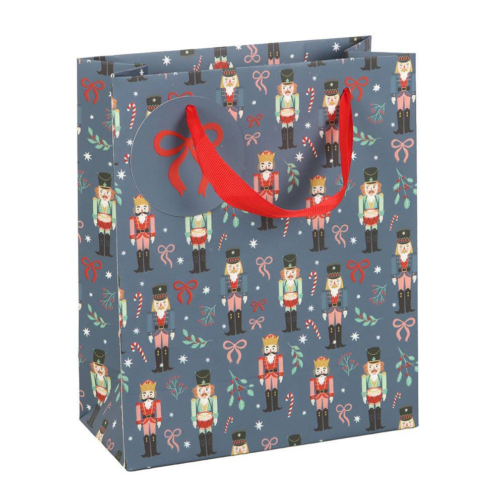 Blue Nutcracker Print Gift Bag 23cm