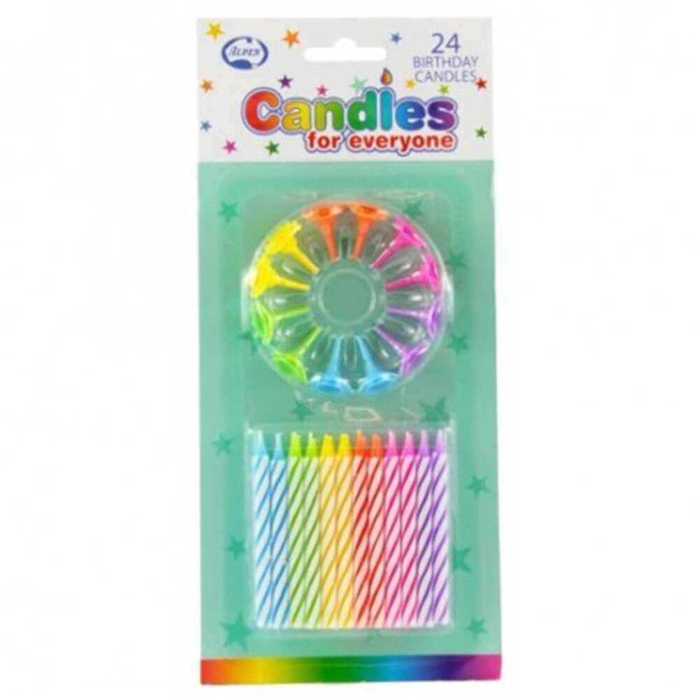 Alpen Birthday Candles with Holders (24pk)