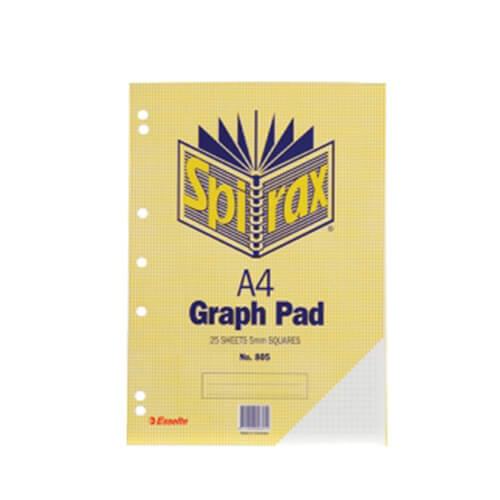 Spirax A4 25-Leaf Graph Pad (Pack of 10)