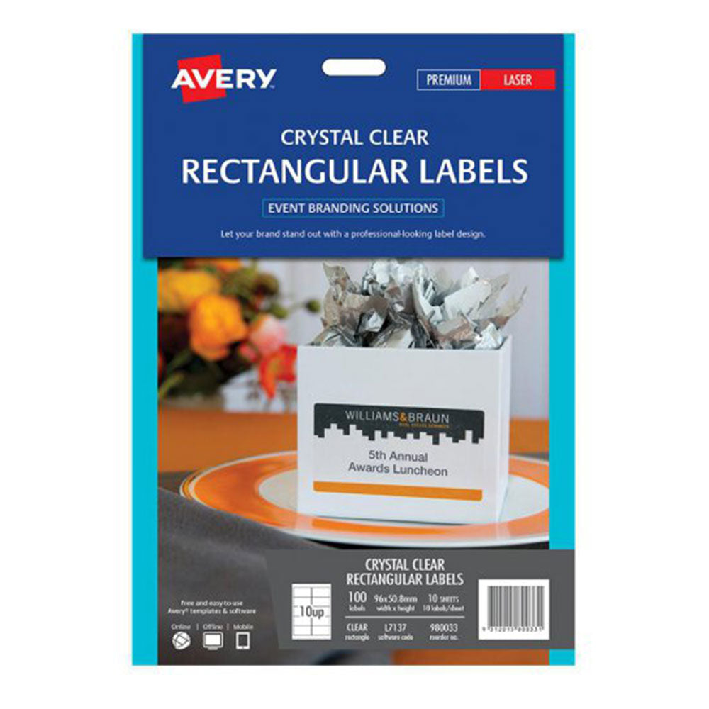 Avery Clear Rectangle Event & Branding Label 10pcs (96x51mm)