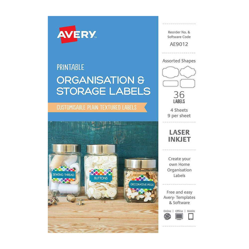 Avery Printable Organisation & Storage Label 36pcs (White)