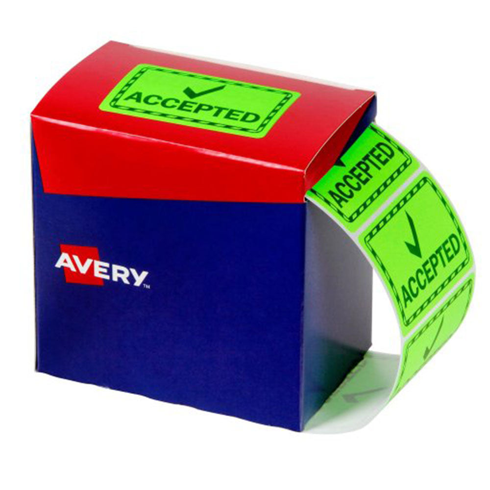 Avery Fluoro Green Accepted Label 1500pcs/Roll (75x49mm)