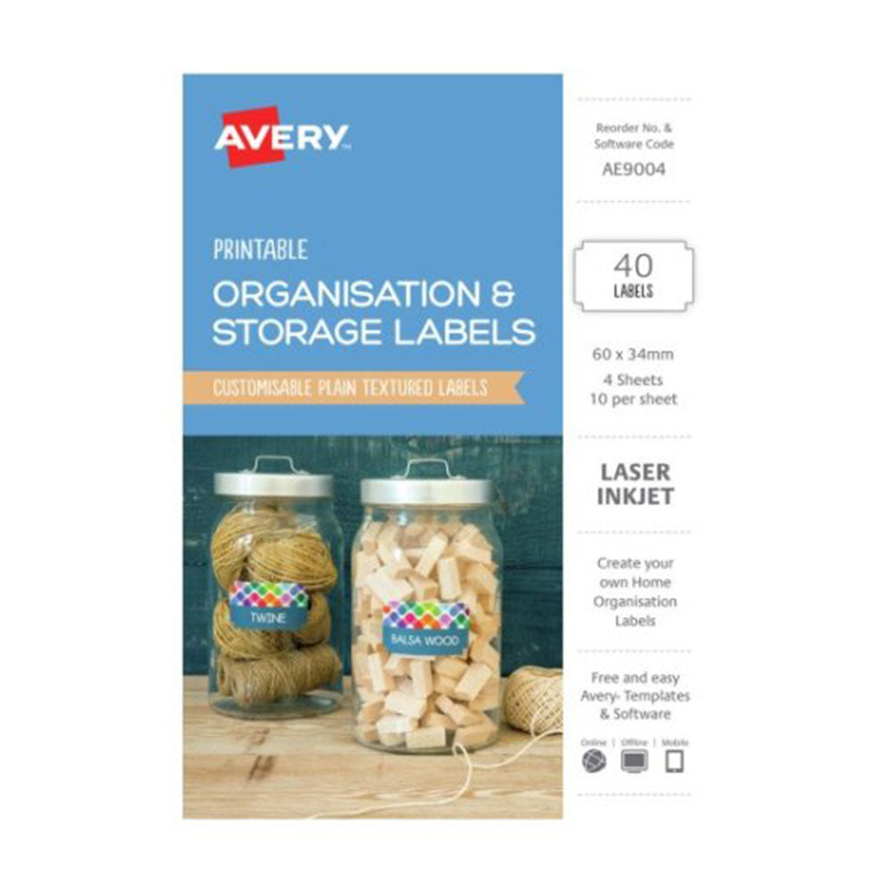 Avery Organisation & Storage White Label 40pcs (60x34mm)