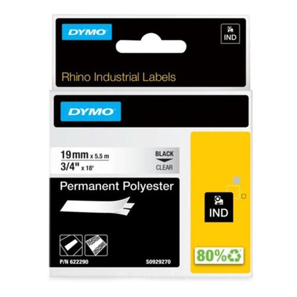 Dymo Rhino Pro Clear Permanent Polyester Label Tape (19x6mm)