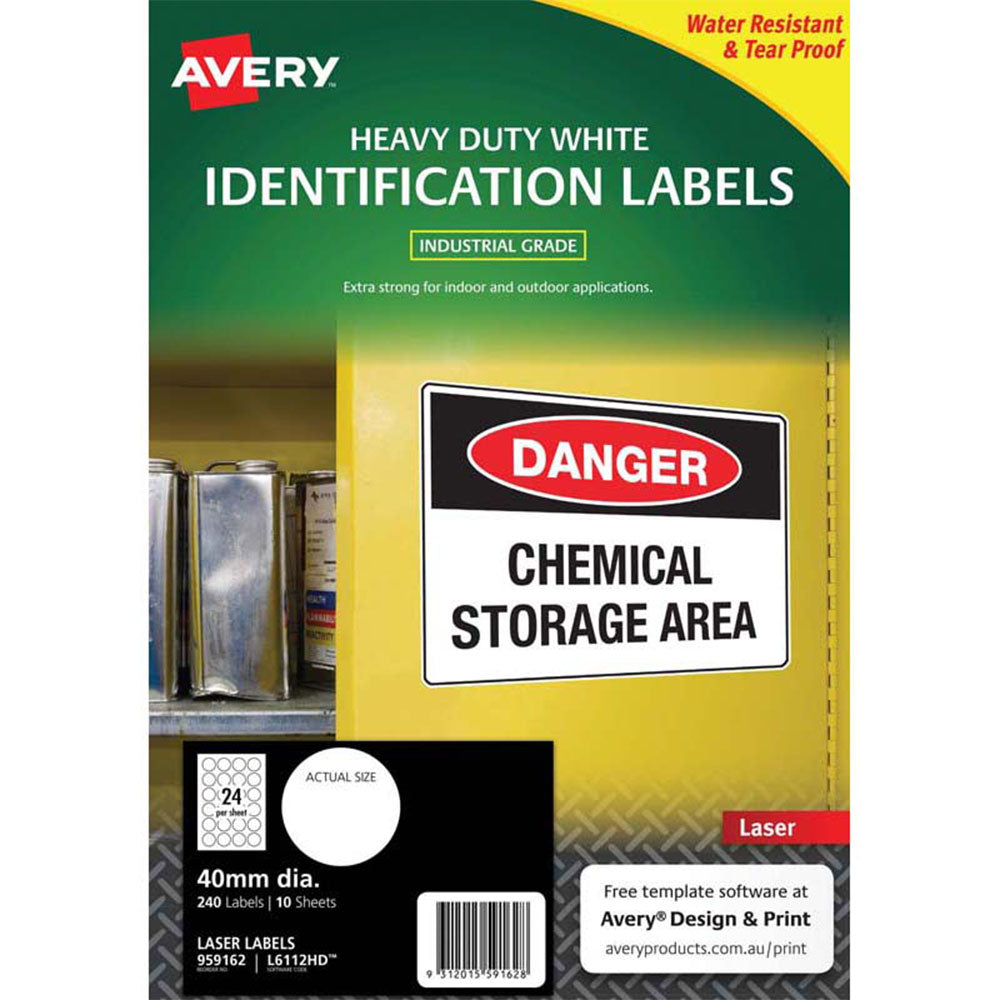 Avery Heavy Duty Round Laser Label 10pcs 40mm