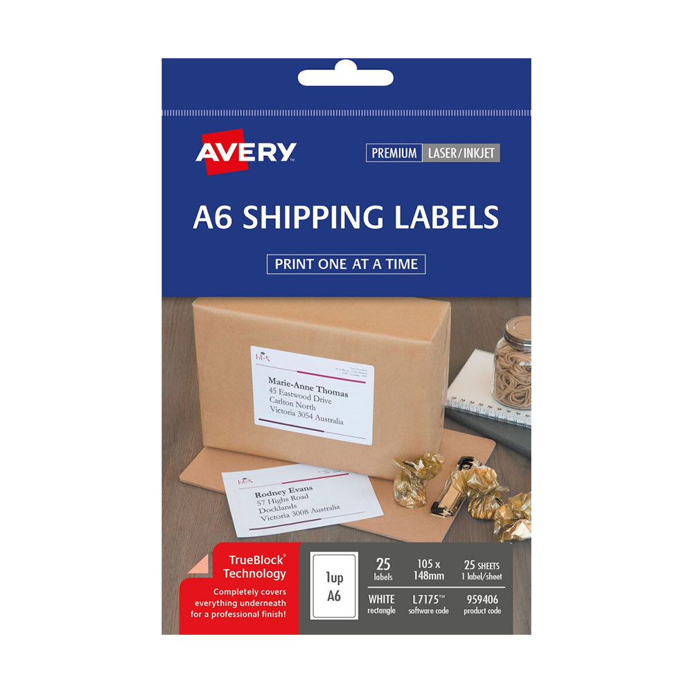 Avery A6 Fluoro Yellow Shipping Label 20pcs (105x148mm)