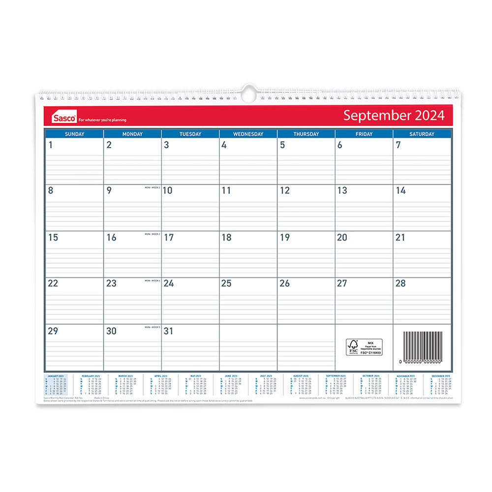Sasco Month to View 2024 Calendar
