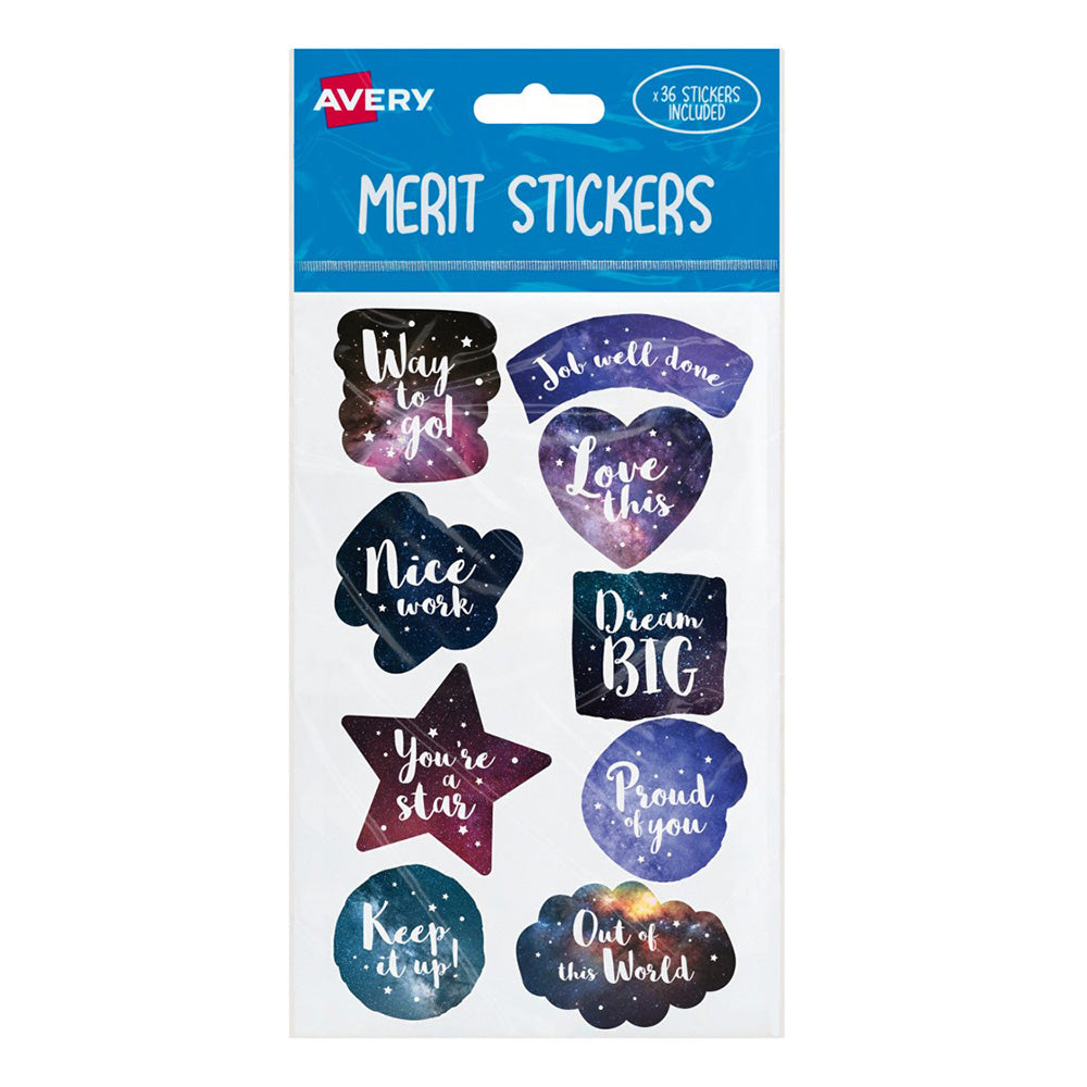 Avery Cosmos Shapes Merit Stickers 36pcs