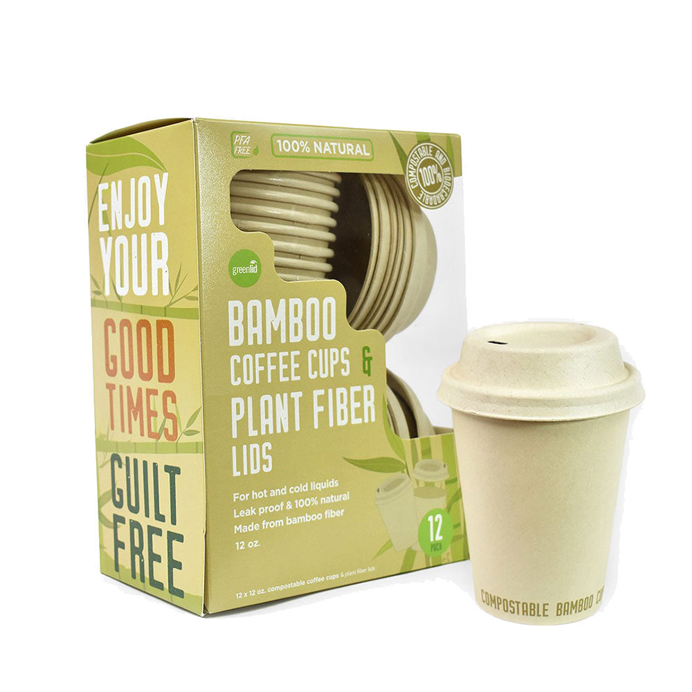 Greenlid Bamboo Fiber Compostable Cup and Lid 12oz 12pcs