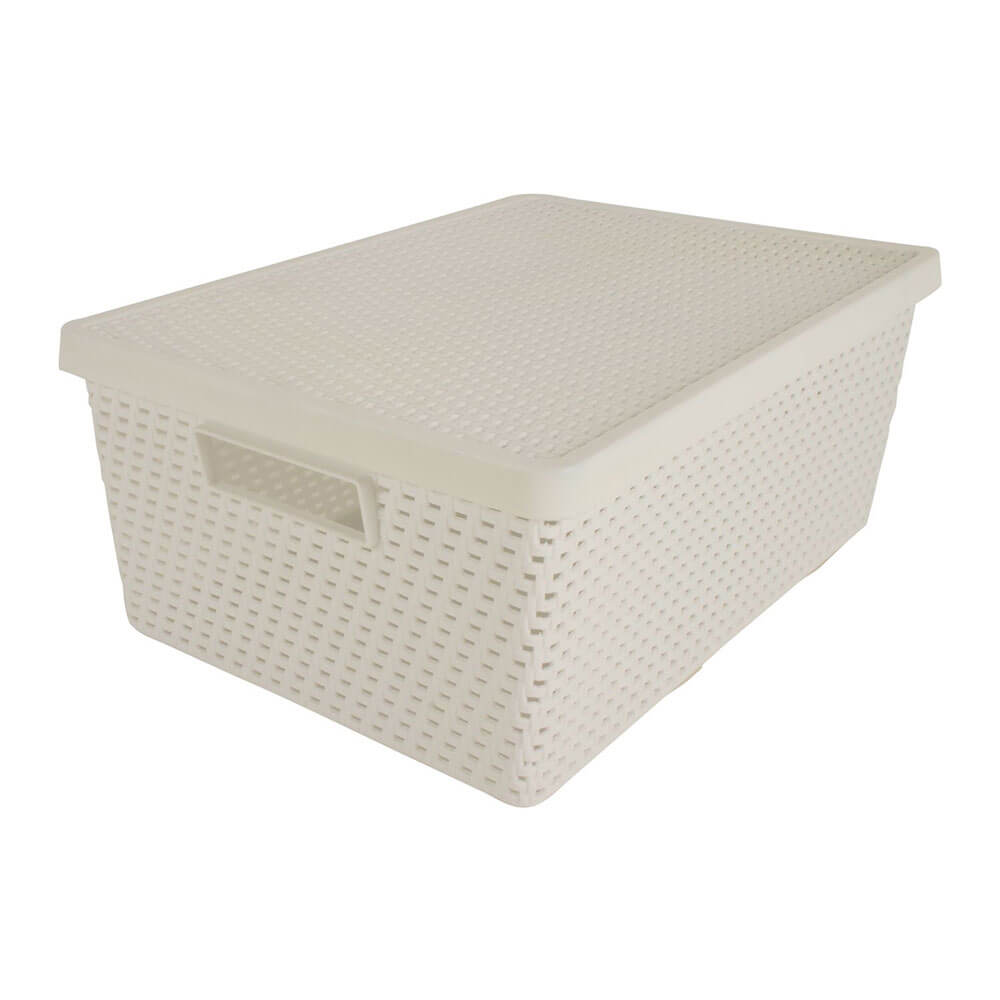 Plastic Storage Basket with Lid (37x26x15cm)